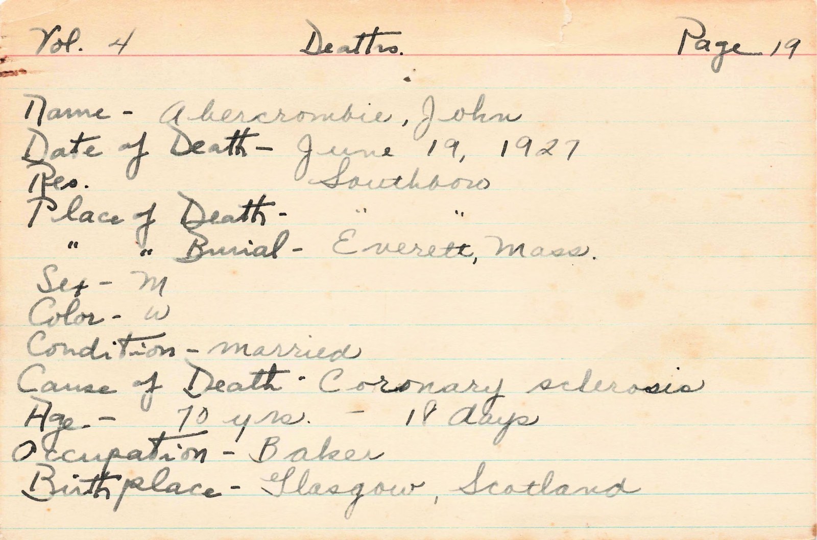 English death record